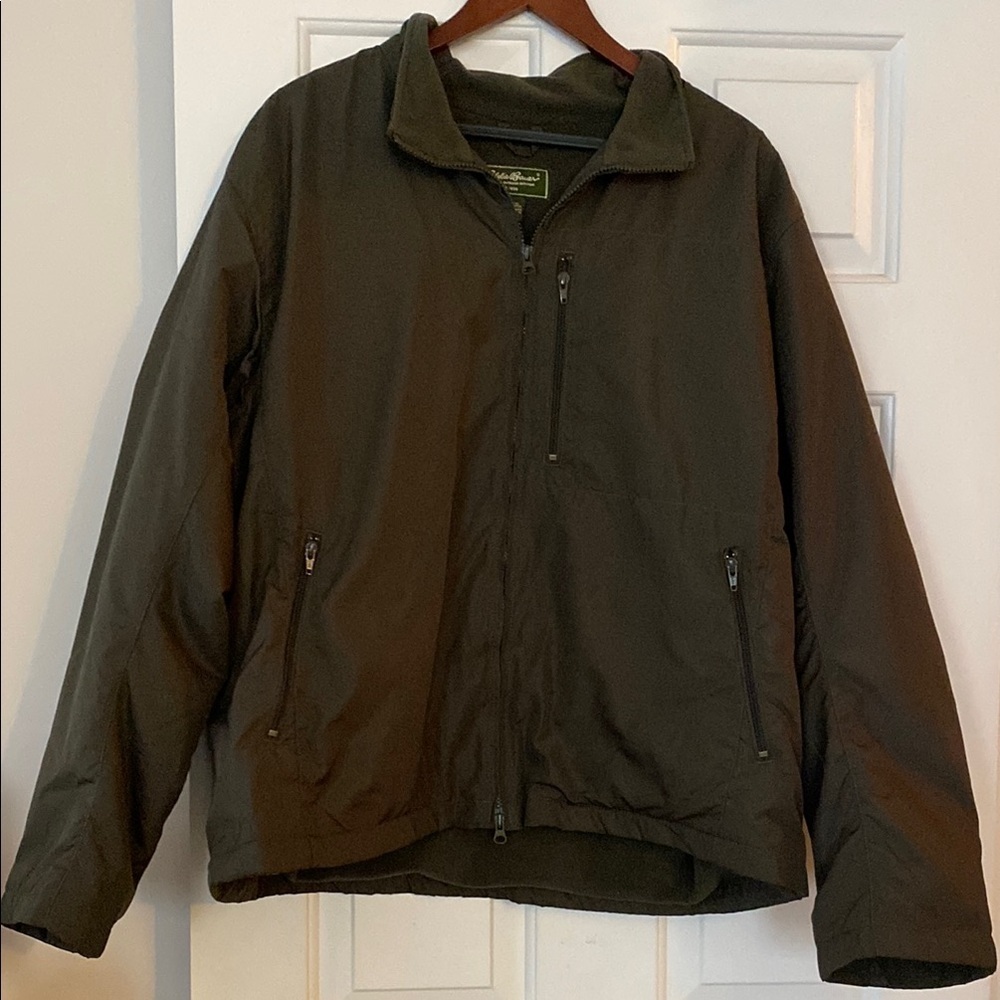 Eddie Bauer Men's Green Fleece Lined Soft Shell Jacket Size Extra Large